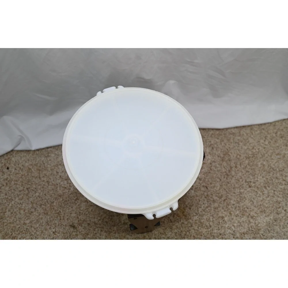 Vintage Tupperware Veggie Tray with Lid White Circular Serving Platter 13x2
